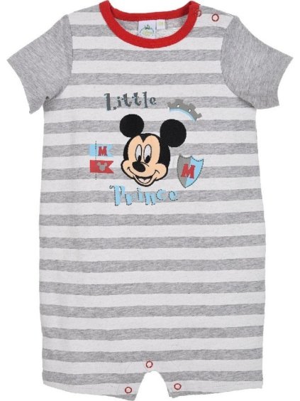 Mickey Mouse sivý pruhovaný letný overal