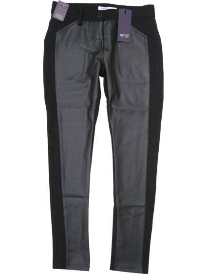 Emoi čierne dievčenské legíny s dielmi z eco kože