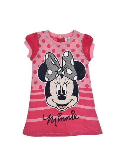 Minnie ružové dievčenské šaty s krátkým rukávom