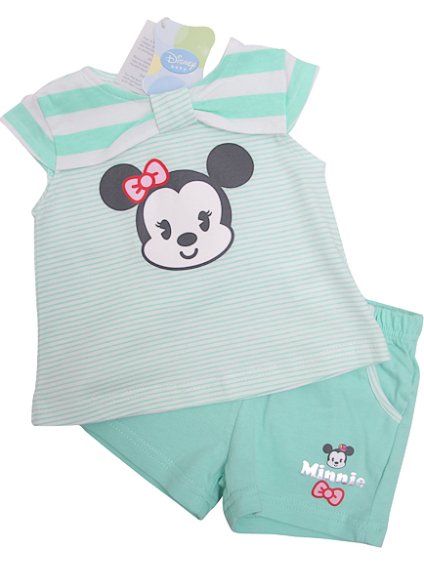 Minnie letný zelený baby set s mašľou