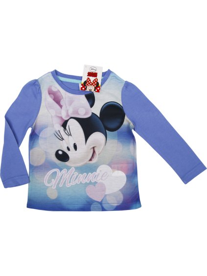Minnie Mouse modré dievčenské tričko s dlhým rukávom