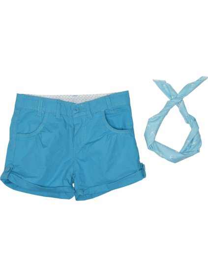 Dievčenské modré kraťasy s opaskom
