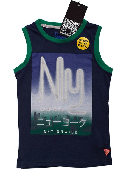 Ebound modrý chlapčenský nátelník s potlačou NY