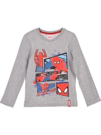 Spiderman chlapčenské sivé tričko s dlhým rukávom