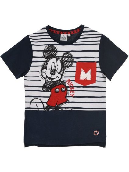 Mickey Mouse chlapčenské modré pruhované tričko (Veľkosť 104)
