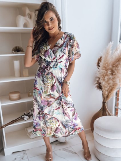 Biele šaty LUNNA so safari vzormi