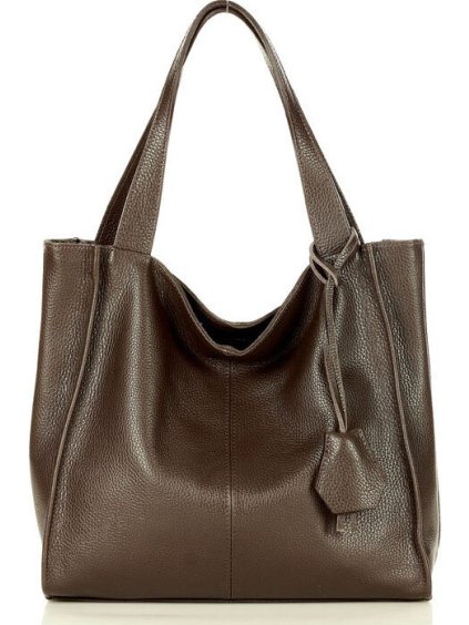 MAZZINI Tmavohnedá dámska kožená shopper kabelka