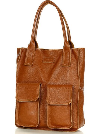 MARCO MAZZINI svetlohnedá shopper bag s vreckami