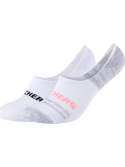 Biele nízke ponožky - 2 páry Skechers 2PPK Mesh Ventilation Footies Socks