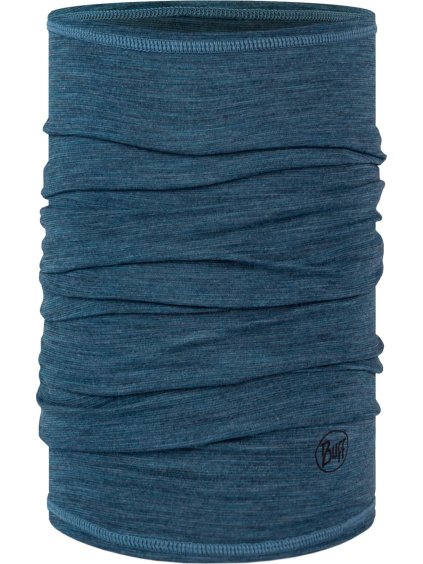 Modrý športový nákrčník Buff Merino Lightweight Tube Scarf