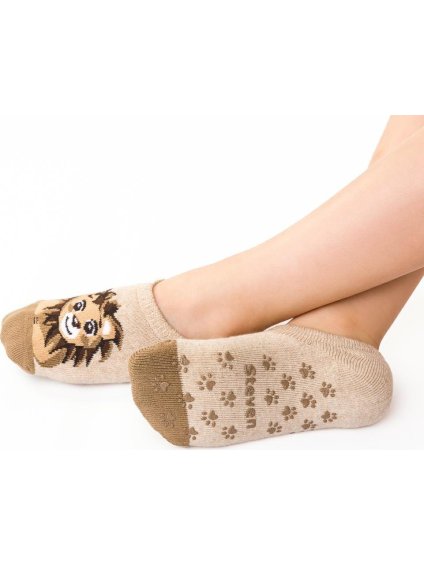 Béžové členkové protišmykové ponožky pre deti Art.134