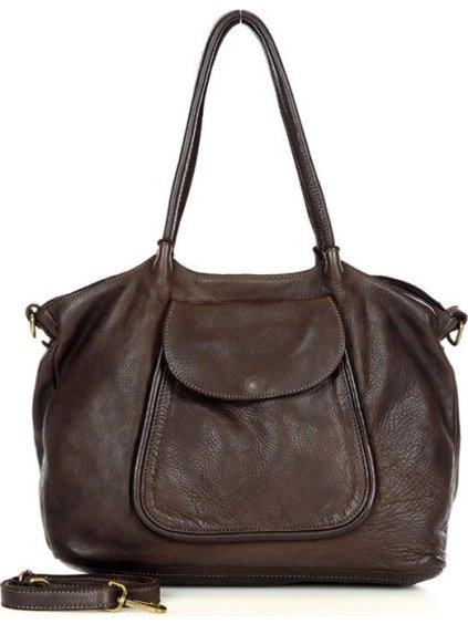 MARCO MAZZINI Kávovo hnedá kožená kabelka