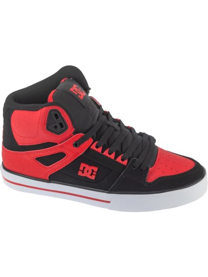 Červeno-čierne pánske členkové tenisky DC Pure High-Top Wc