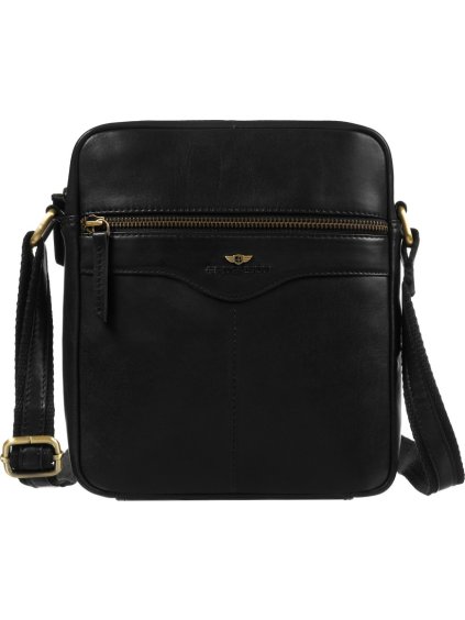 Peterson Elegantná pánska čierna kožená taška cez rameno s púzdrom na kľúče