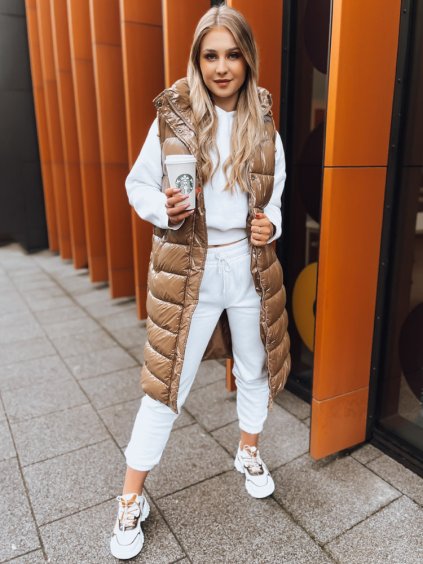 (Veľ. S) Camel dlhá lesklá vesta GANTINI