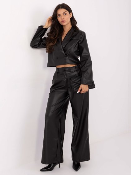 Čierne dámske koženkové nohavice