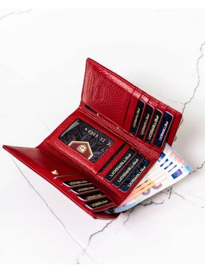 Červená stredná dámska kožená peňaženka Y189