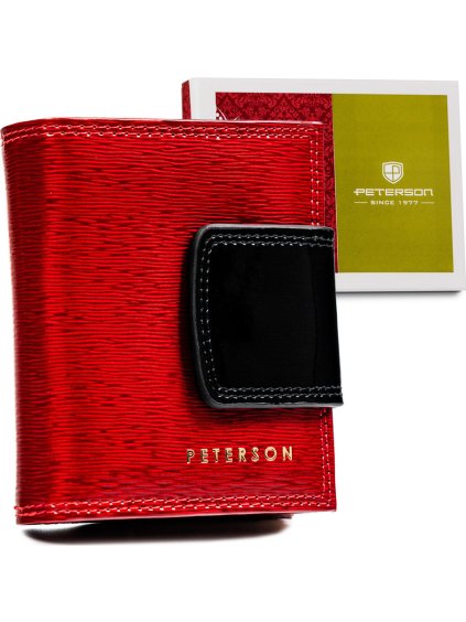 Peterson Červená malá lakovaná kožená peňaženka Y362
