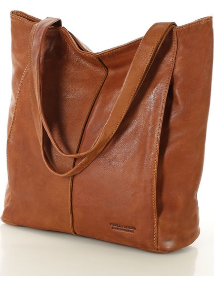 MARCO MAZZINI Svetlohnedá kožená shopper kabelka (Veľkosť ONE SIZE)