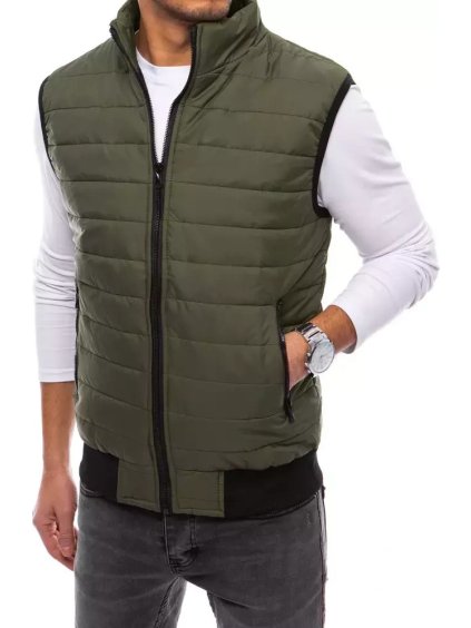 (Veľ. 2XL) Tmavozelená prešívaná vesta