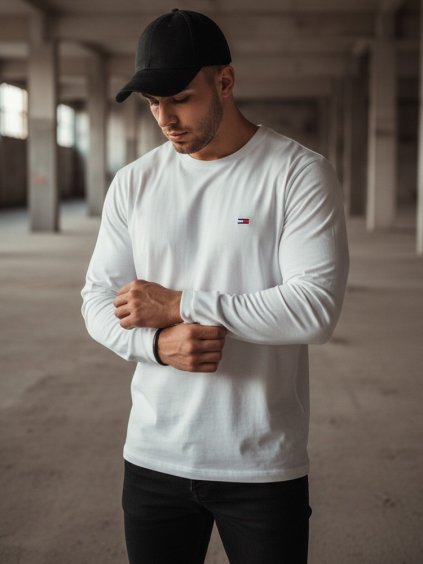 (Veľ. 3XL) Biele tričko s dlhým rukávom