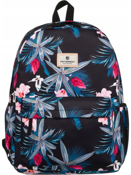 Peterson čierny kvetinový batoh s vreckom na notebook