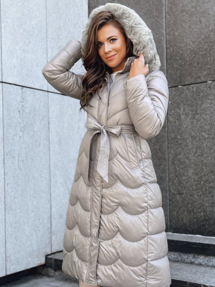 Béžový dámsky zimný prešívaný kabát SCARLET