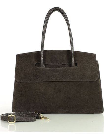 MARCO MAZZINI Tmavohnedá dámska kožená hobo kabelka