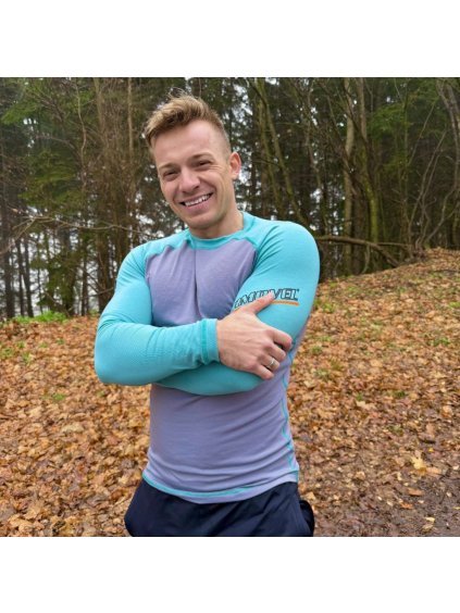 Mintovo-sivé pánske termo tričko