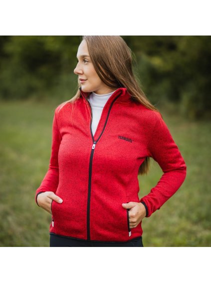 Červená dámska funkčná mikina na zips