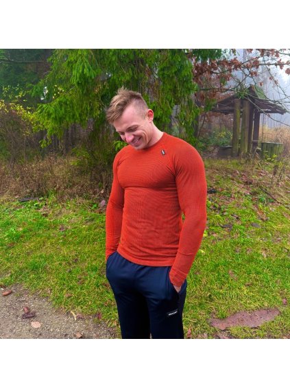 Oranžové pánske termo tričko z modalu