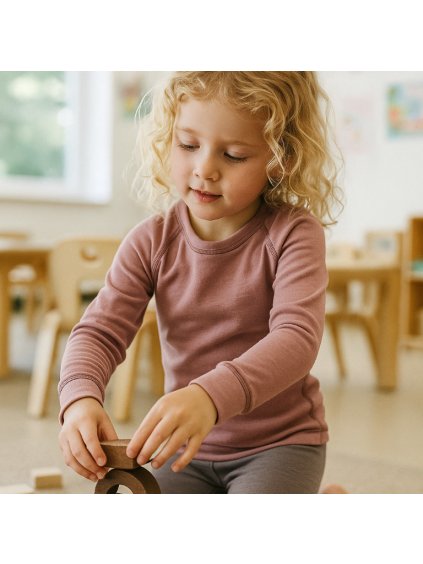 Detský set termobielizne - staroružové tričko a sivé spodky