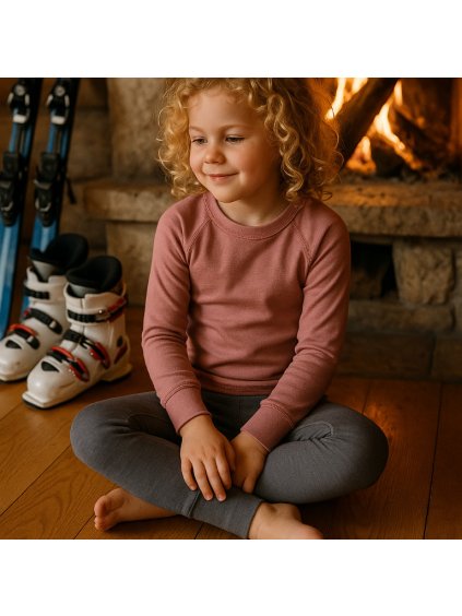 Detský set termobielizne - staroružové tričko a sivé spodky