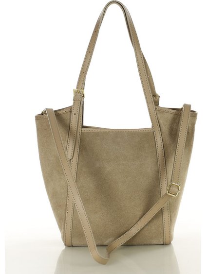 MARCO MAZZINI Béžová priestranná kožená shopper kabelka