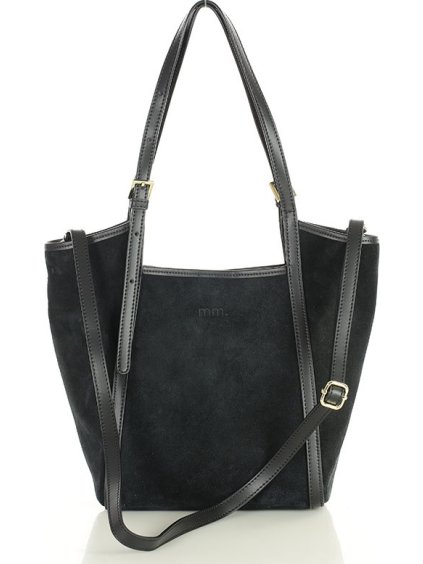 MARCO MAZZINI Čierna priestranná kožená shopper kabelka