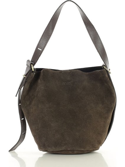 MARCO MAZZINI Tmavohnedá dámska kožená shopper kabelka