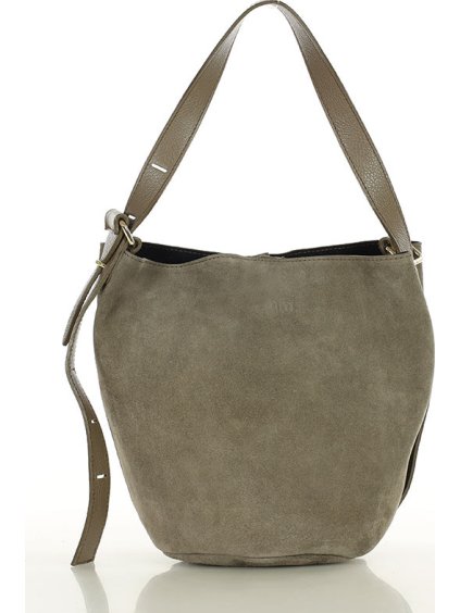 MARCO MAZZINI Béžová taupe dámska kožená shopper kabelka