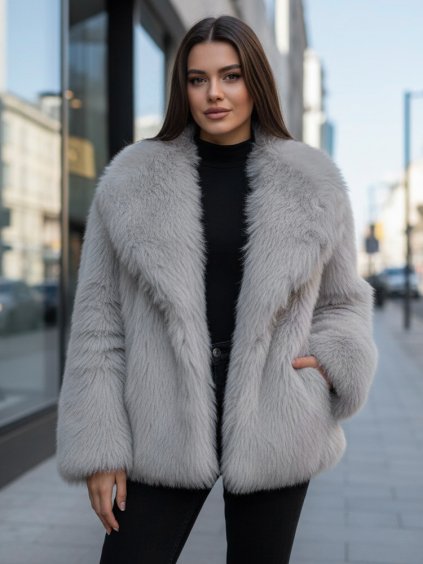 Sivý dámsky kožúšok ZARAFIA