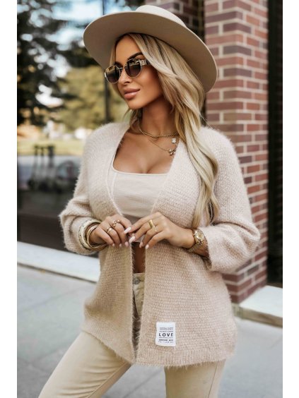 Béžový dámsky kardigán s vreckami