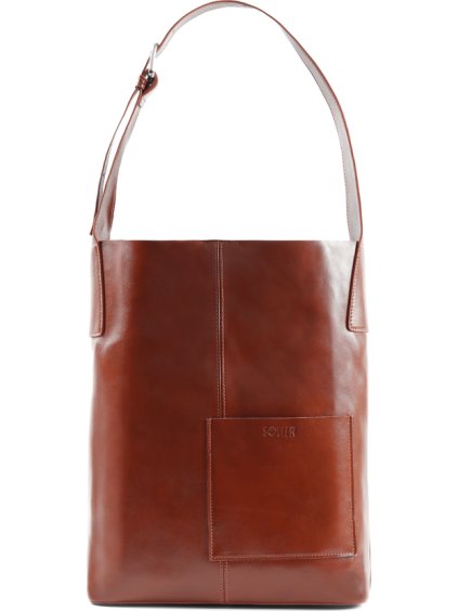 Hnedá dámska kožená shopper kabelka ELVORIA