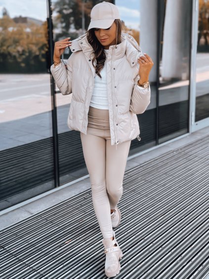 (Veľ. M) Béžová dámska prešívaná bunda COLLAR