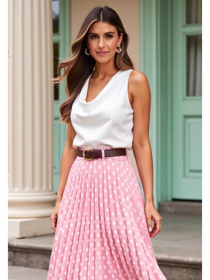 Biela dámska saténová blúzka so širokými ramienkami