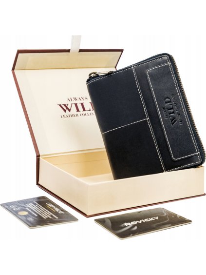 Always Wild Peňaženka s prešitím - čierna A089