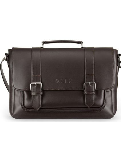 Elegantná pánska hnedá taška na notebook SOLIER