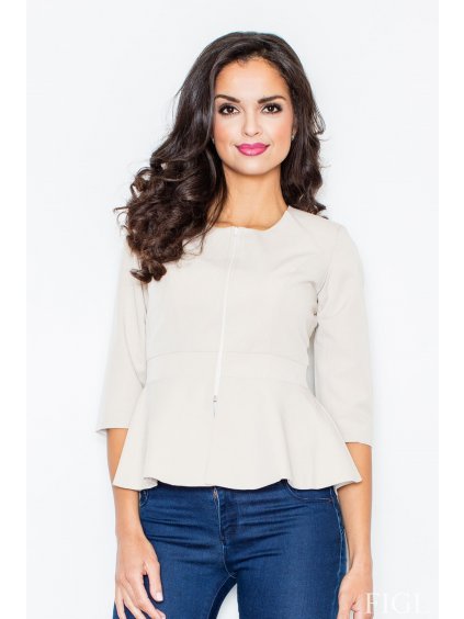 Dámske béžové sako s volánom