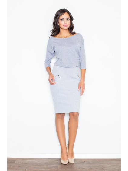 Šedé šaty s dekoratívnymi zipsami