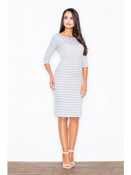 Šedé šaty s pruhmi