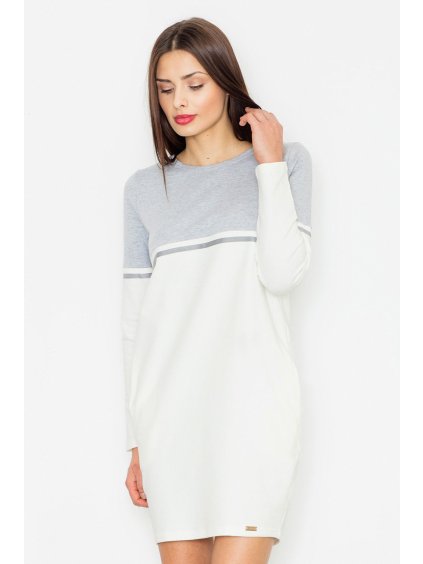 Dámske smotanovo-sivé šaty M510 ecru grey