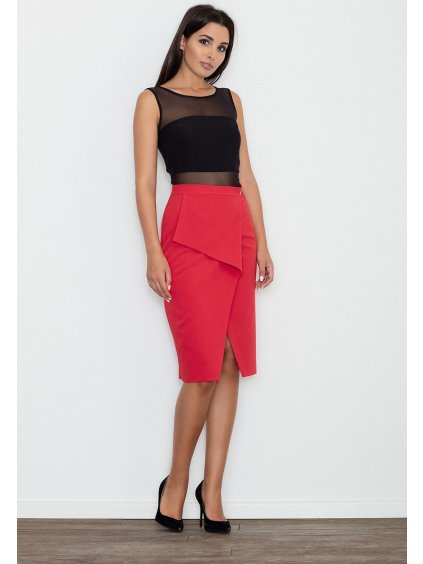 Červená skladaná sukňa