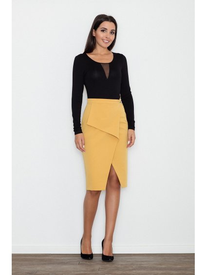 Žltá skladaná sukňa